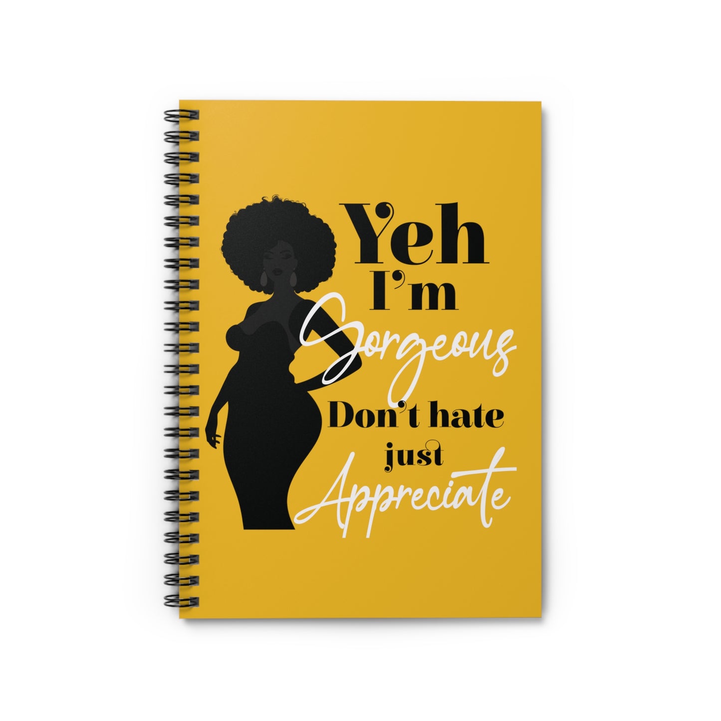 Positive Affirmation, Self Love Spiral Notebook for Curvaceous Women of Color