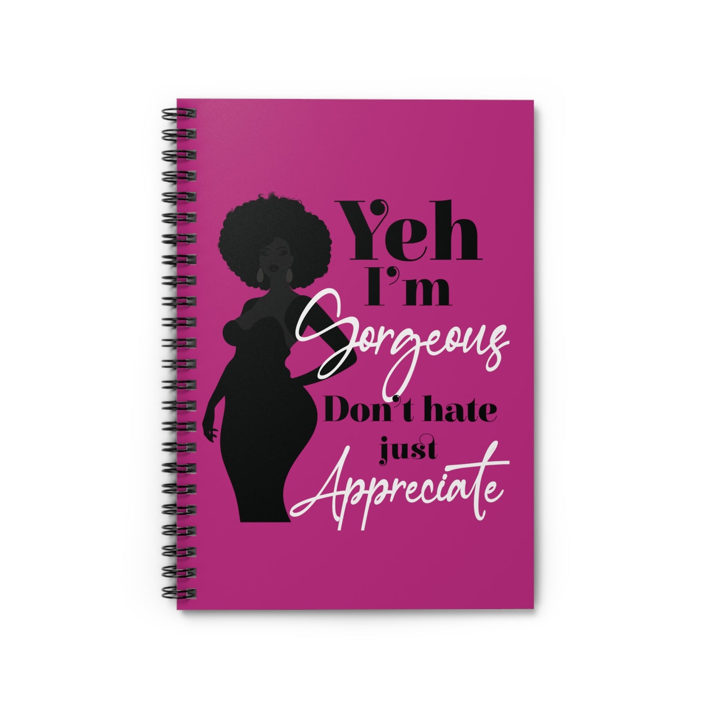 Positive Affirmation, Self Love Spiral Notebook for Curvaceous Women of Color