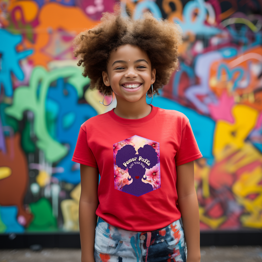 Love Your Afro Puff Hair, Positive Affirmation Graphic T-Shirt for Kids