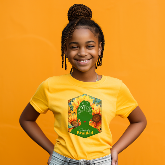 Love Your Braided Hair, Positive Affirmation Graphic T-Shirt for Kids.