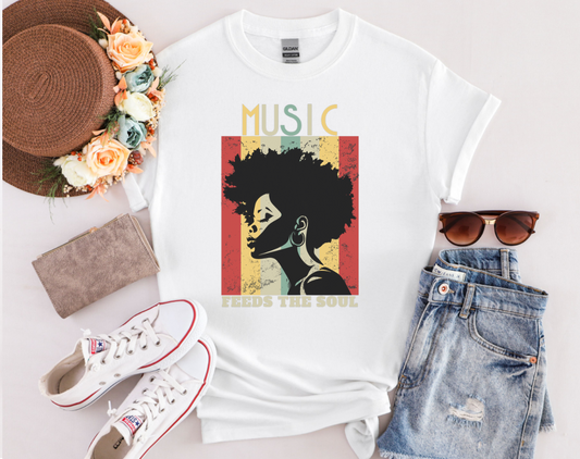 Music Feeds the Soul, Afro Caribbean Vibe T-Shirt for Music Lovers