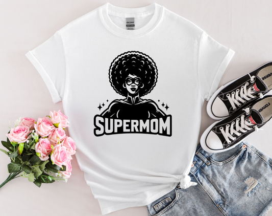 Bold Graphic T-shirt of Strong Black Supermom. Positive, Powerful Tee.