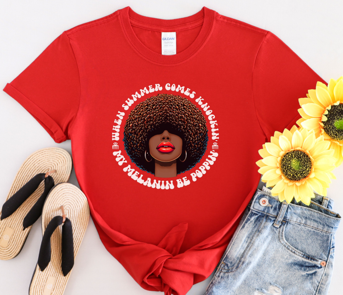 Summer Graphic T-Shirt for Women Poppin’ that Melanin